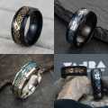 Golden Viking Dragon Pattern Weddings, Engagements And Anniversary Rings For Men Women Boys Girls. 