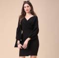 one piece for Women girls Bodycon Black color V-Neck Cotton Blend western wear dress for all occasion Casual party wear. 