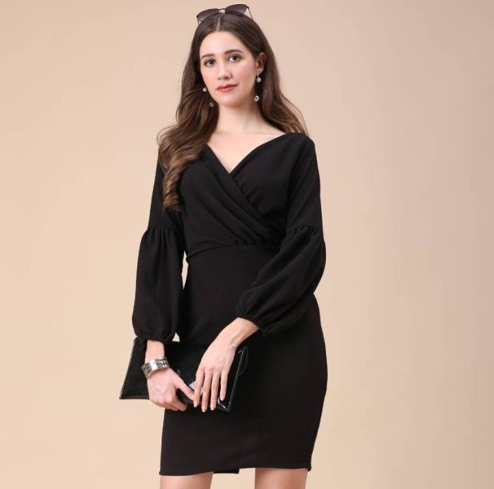 one%20piece%20for%20Women%20girls%20Bodycon%20Black%20color%20V-Neck%20Cotton%20Blend%20western%20wear%20dress%20for%20all%20occasion%20Casual%20party%20wear%20-%20Image%209