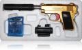 Kids M1908 for  AKSHAT Silencer Trigger Fill in Water Bullet Laser Light PUBG Gun (Gold). 