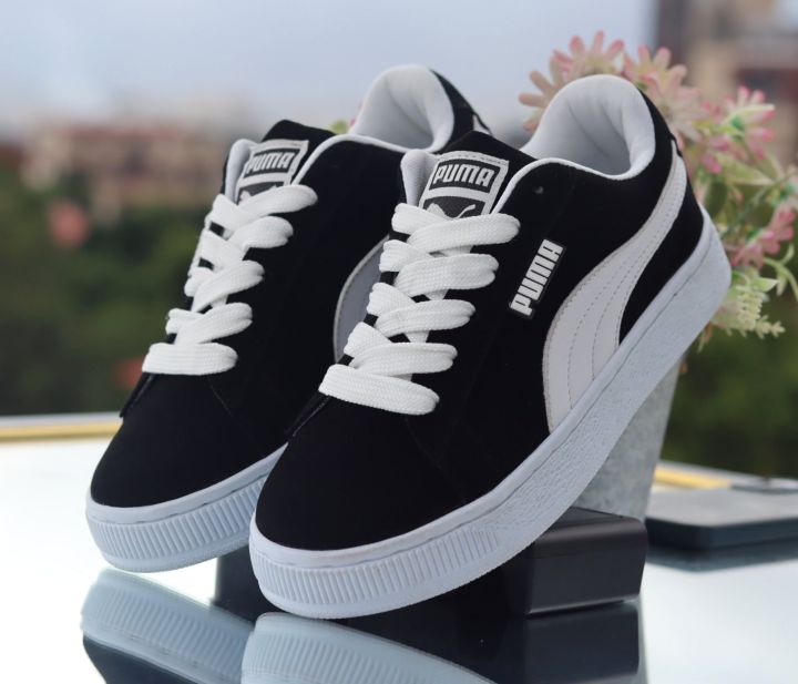 Classic Black & White Women’s Suede Sneakers – Timeless, Elegant & All-Day Comfort