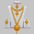 Gold Plated Rani Haar , Mini Haar Necklace Set with Earrings and Sirbindi – Traditional Nepali Jewelry Bridal Set for Women. 