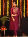 Women Cotton Blend Kurti Pant Dupatta Set Traditional Ethnic wear for Occasion Casual Festive Party Wedding. 