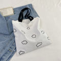 Pebbles Nepal Korean Simple Canvas Tote Bag Cloud Printed Shoulder Bags for Women. 