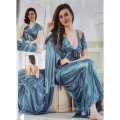 Women Satin Solid Nighty Nightwear Set And Wrap Gown Half Sleeve Free Size - Fashion | Nightie For Women |. 