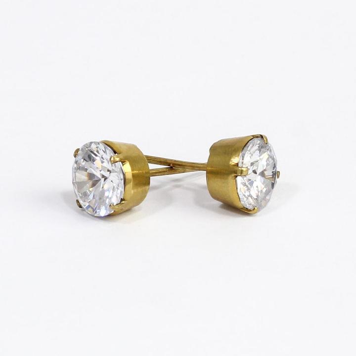White/Golden Rhinestone Round Design Panchdhatu Earrings For Women
