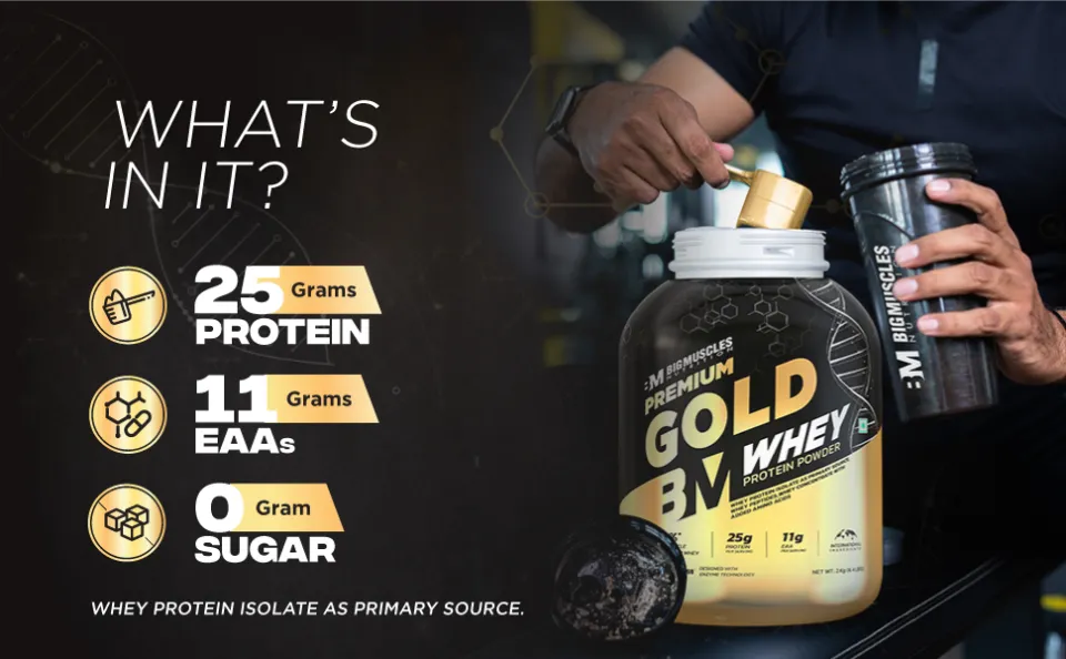 Bigmuscles Nutrition Gold Whey Protein 1Kg (37g Serving) Cookie