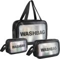 Set of 3 Cosmetic Bags/Travel Wash Transparent Makeup Organizer. 