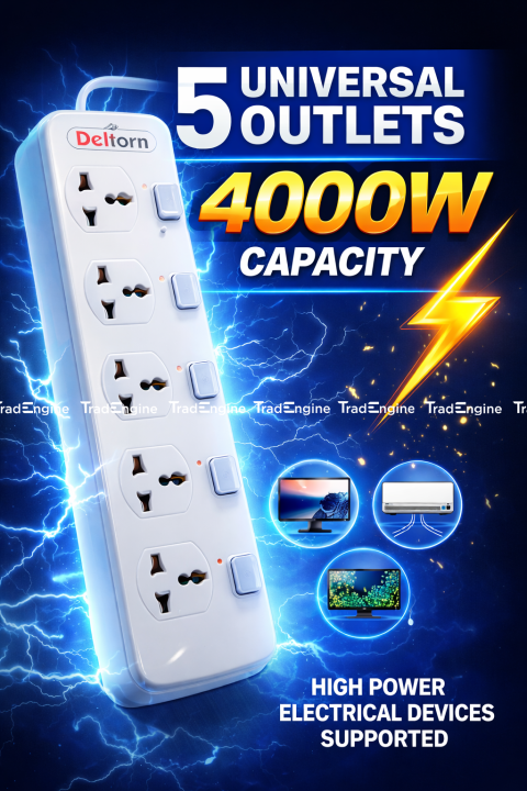 Premium Multiplug | 4000W Heavy Duty Power Strip with 5 Universal ...