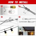 NCANRUI String Light Hanging Kit,Outdoor Light Wire,Ball Light String Hanging Kit,200FT Coated Stainless Steel 304 Cord Cable. 