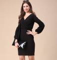 one piece for Women girls Bodycon Black color V-Neck Cotton Blend western wear dress for all occasion Casual party wear. 