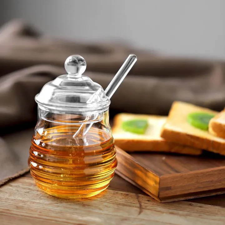 Honey%20Jar%20With%20Lid%20And%20Stirring%20Stick%20High%20Borosilicate%20Transparent%20Glass%20Jar%20Creamer%20Pots%20Jam%20Storage%20Bottle%20With%20Dipper%20-%20Image%202