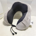 Ergonomic Memory Foam Neck Pillow with Double Arc Curve Design and Removable Cover. 