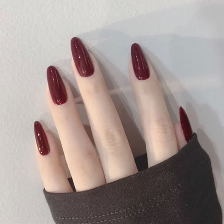 Almond%20Mid-length%20Black%20Nail%20Solid%20Color%20Press%20on%20Nails%20Simple%20Full%20Cover%20Artificial%20Nail%20For%20Girls%20Nail%20Extension%2024Pcs%20-%20Image%204