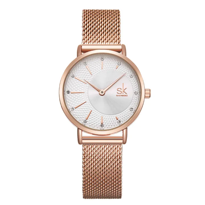 SK%20Women's%20Watch%20Women's%20Diamond%20Set%20Retro%20Rivet%20Diamond%20Pattern%20Dial%20Watch%20Steel%20Mesh%20Belt%202-pin%20Quartz%20Watch%20Cross%20border%200093%20-%20Image%207