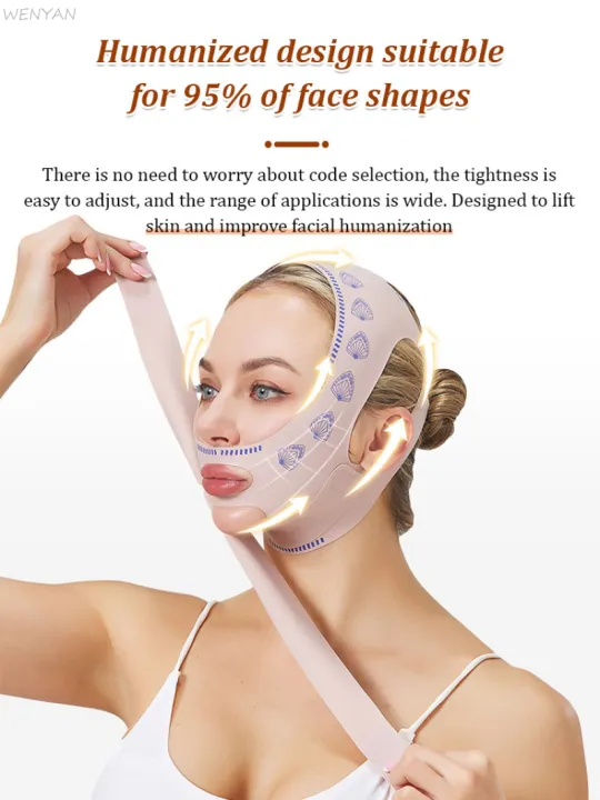 WENYAN%20Elastic%20V%20Shaped%20Mask%20Strap%20Double%20Press%20Face%20Sculpting%20Mask%20Double-Chin%20Reducer%20Face%20Slimming%20Bandage%20Jawline%20Face%20Lift%20Devices%20-%20Image%203
