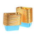 50Pcs Rectangular Aluminum Foil Tin Paper Cup Baking Cups Heat Resistant Cupcake Liner Molds Dessert Cake Box QUANYIN. 