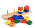9 In 1 Montessori Wooden Stacking Rings & Shapes Sorting Toy - Color, Number & Fraction Learning | Geometric Shape Stacking Board for Baby, Toddlers & Kids | Early Education STEM Puzzle & Tangram. 