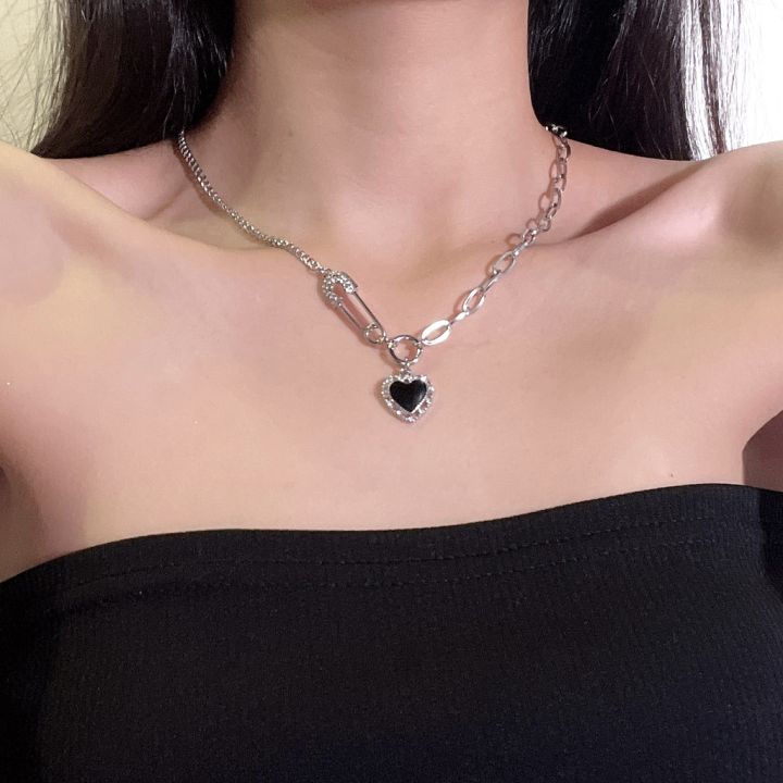 Enacolor%20%20Girl%20New%202026%20Black%20Heart%20Pin%20Pendant%20Necklace%20for%20Women%20%20Girls%20%20Party%20Accessories%20-%20Image%202