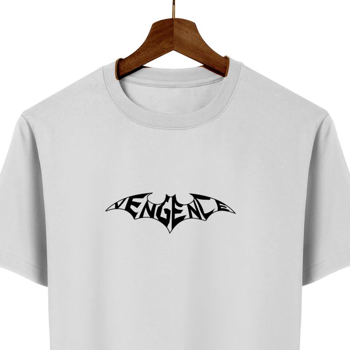 "Vengeance"%20Graphic%20Print%20White%20T-Shirt%20for%20Men%20%E2%80%93%20Batman%20Lover%20-%20Image%202