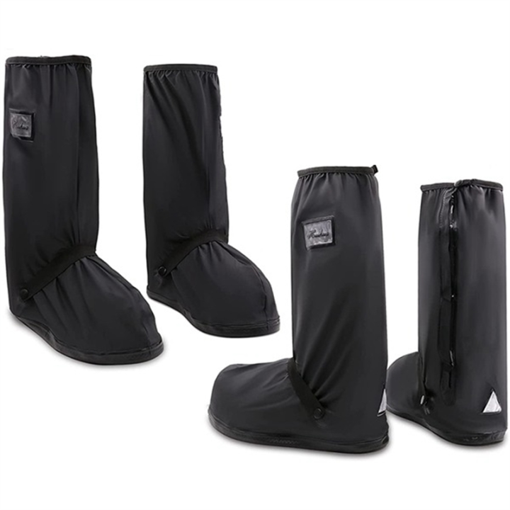 2 Pairs Waterproof Shoe Covers with Reflective Sheets XXL Size Rain Gear, Snow and Rain Boot Covers