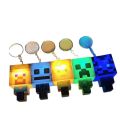 Mini Figure Cartoon Mini Figure LED Keychain Kids Design LED Light Luminous Keychain Car Backpack Luminous Effect Game Cube Keychain Kids Gift. 