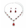 3 pieces of women's crystal droplet necklace with earrings set for wedding evening dress accessories. 