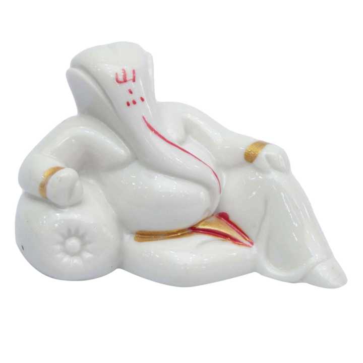 White Ganesh Statue For Dashboard