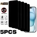 5Pcs 4K Anti Spy Glossy Tempered Glass for iPhone 17 16 15 Pro Max 17 Air Screen Protector for iPhone 14 13 12 11 Pro 15 14 Plus. 