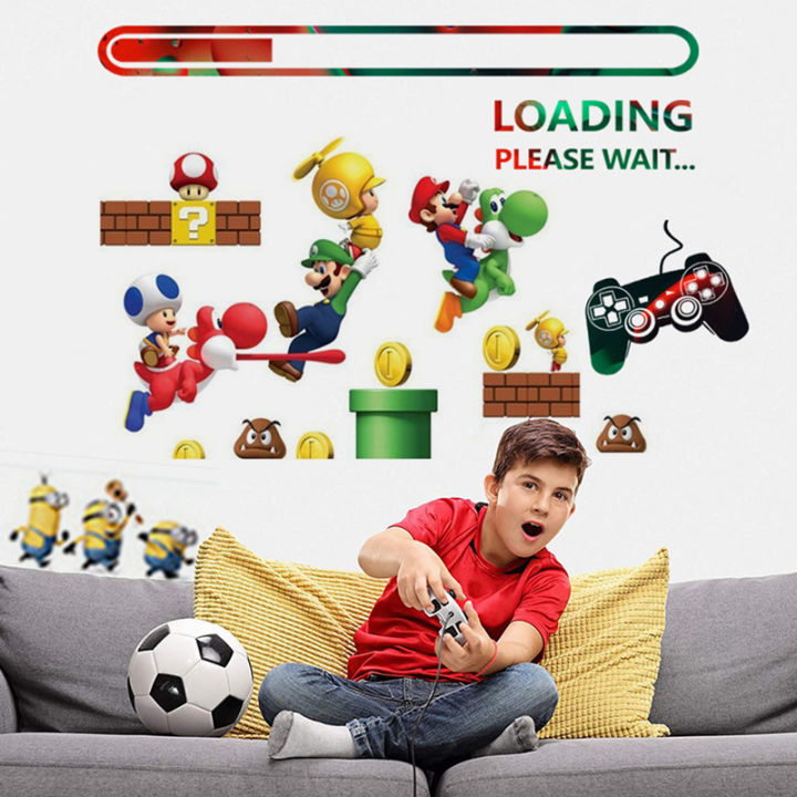 So Funny Cartoon Game Vinyl Wall Decals for Home Decoration Kids Room Bedroom Super Boy Gamer DIY Puzzle Gaming Poster Stickers