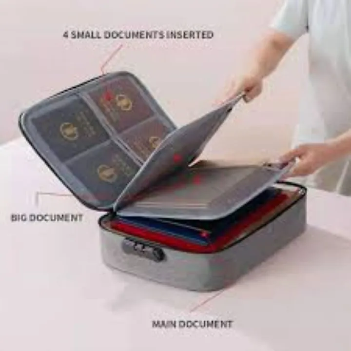 File Document Passport Travel Storage bag with Lock and Luggage Holder ...