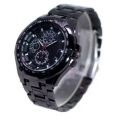 IK Collection Big Analog Round Dial Watch With Metal Chain For Men - Black | Fashion Analog Watch For Men. 
