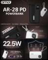 Armor AR-28PD 20000mAh Power Bank | 22.5W Fast Charging | Turbo/VOOC/Warp Support | Dual Built-in Cables (Type-C & Lightning) | Mini Size | Flight Friendly | 400 Days Warranty. 