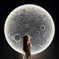 LED Relief Moon lamp Wall lamp Mural Designer Living Room Foyer Ceiling wall Hanging Circular Moon perfect for Home decor, Restaurant, Party Palace. 