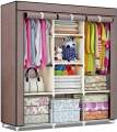 Triple Fabric Canvas Wardrobe Clothes Storage Organizer Cabinet Cupboard Shelves. 