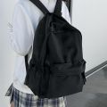 Plain Black Korean School College Bag Travel Backpack for Unisex. 
