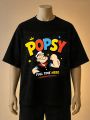 Popeye "Legend Popsy" Graphic Printed  T-Shirt- Brown, Blue, Black. 