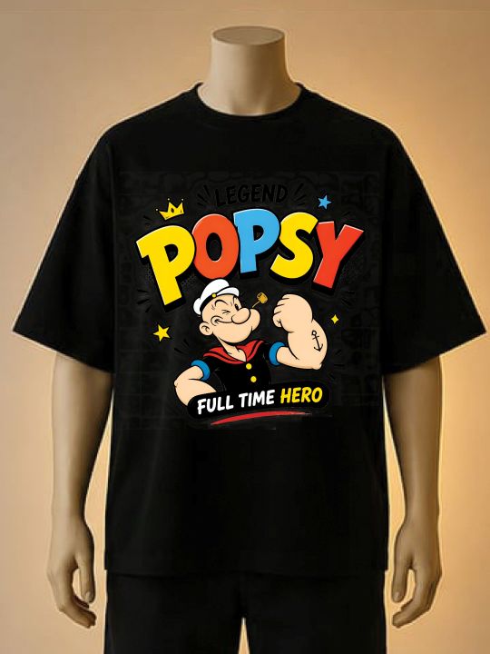 Popeye%20"Legend%20Popsy"%20Graphic%20Printed%20%20T-Shirt-%20Brown,%20Blue,%20Black%20-%20Image%203