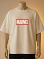 Marvel Classic Box Logo Printed T-Shirt (Maroon, White, Cream, Black, Brown, Blue). 