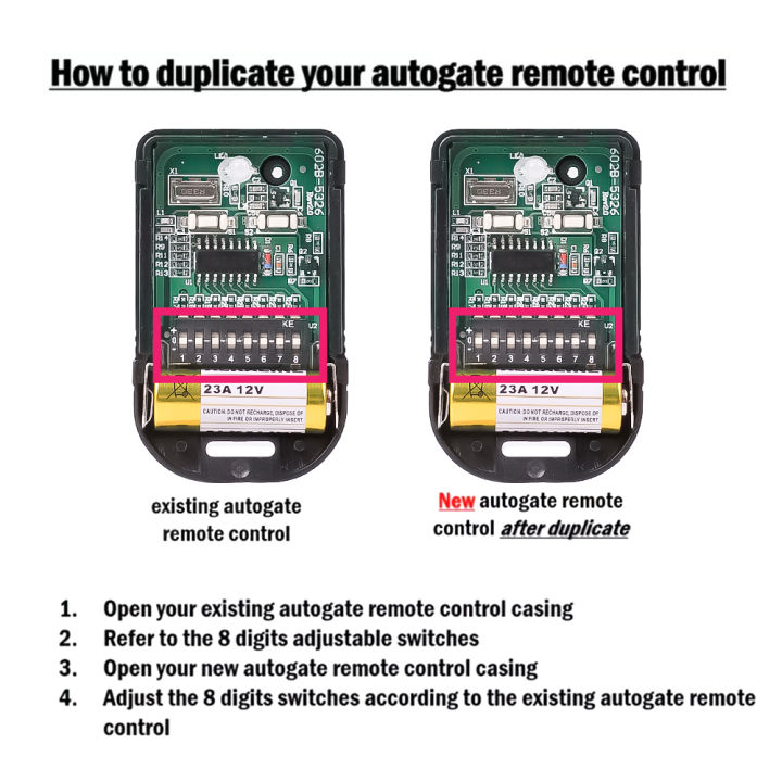 NEW 8 Dip Switch 433Mhz 330mhz Smart Copy Remote Control Fixed Code 2 CH Duplicator For Gate Garage Door Opener Alarm System