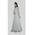 Embroidered Net Semi Stitched Anarkali Gown ( White) - Fashion | Long Gown For Women | Women'S Wear |. 