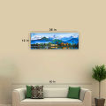 Single Panel Panoramic Machhapuchre Range Fewa Lake Painting Matte Canvas Cotton Print| Fewa Lake | Pokhara | HQ | L | 12 inch X 36 inch | Tightly Wrapped In Wooden Frame | Not stickers or No Forex Board. 