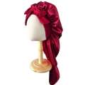 Long Silky Soft Satin Natural and Curly Extra Large Size Hair Cap with Bow for Comfortable Night Sleep 1 Piece. 