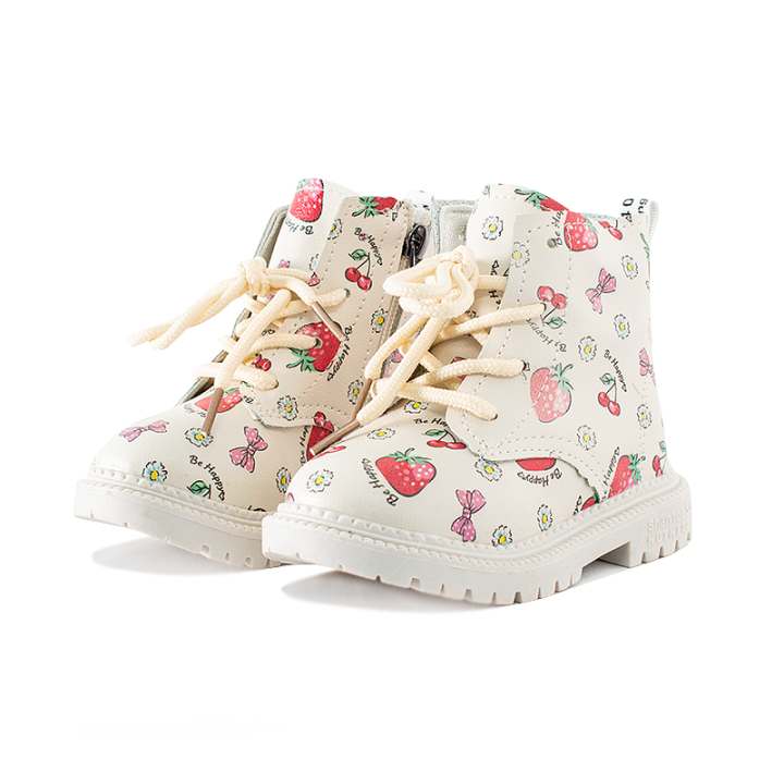 Baby Girl Strawberry Print Side Zipper Lace Up Boots Daraz .np