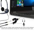 Black U-Shape 3.5 mm Audio Headphones with Mic & 2-Male to 1-Female Jack Splitter. 