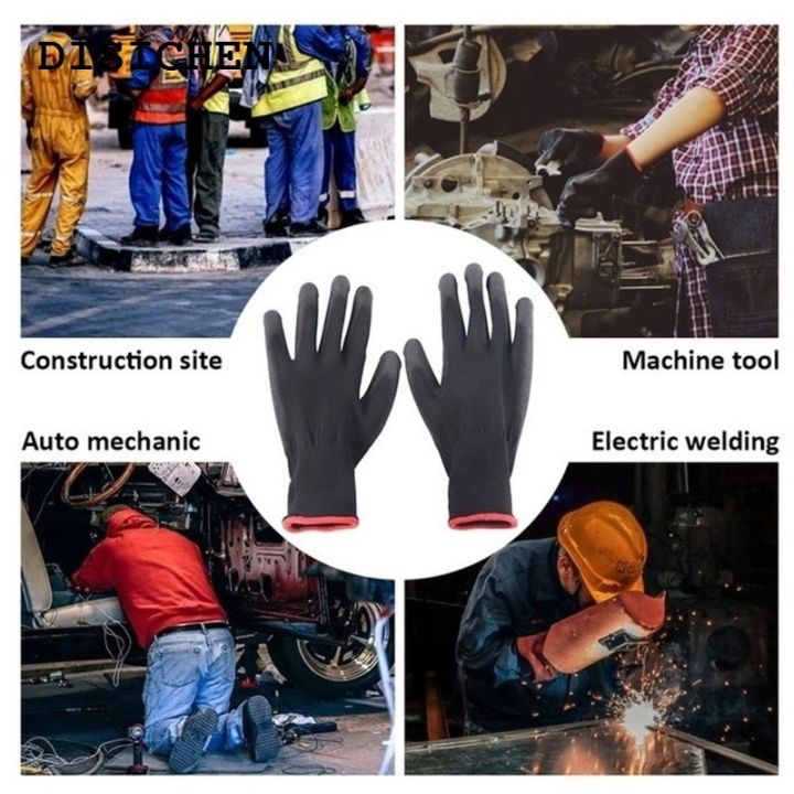 DISICHEN Hot Selling PU Nitrile Safety Coating Nylon Cotton Work Gloves Palm Coated Gloves Mechanic Working Protective Gloves Professional Supplies