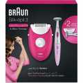 Braun Silk-epil 3 3-420 Epilator Raspberry Pink with 2 Extras. 
