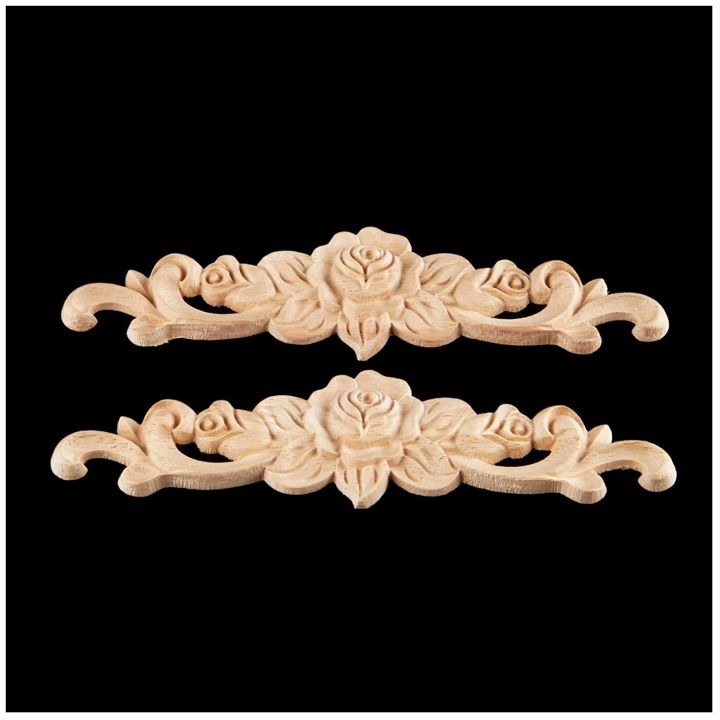 Kqueebee%206%20Pcs%20Decorations:%202%20Pcs%2020X5Cm%20Wood%20Carved%20Long%20Onlay%20Applique%20&%204%20Pcs%2010X6Cm%20Solid%20Wood%20Carved%20Furniture%20Foot%20Legs%20-%20Image%203