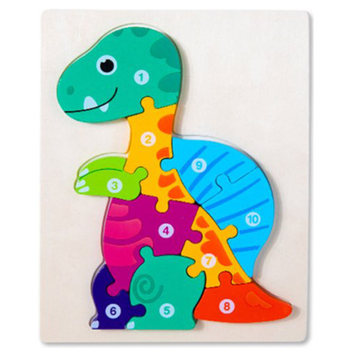 Colorful Wooden Dinosaur (Spinosaurus) Shape Number Puzzle – Montessori ...