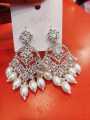 Kundan Jhumka Crystal Earrings with White Pearl Drops – Party & Bridal Jewelry. 